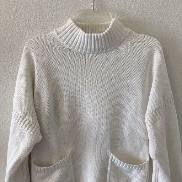 J. Crew Sweater Women's Sm Cotton Cashmere Blend Pocket Mockneck White Preppy - Picture 3 of 14